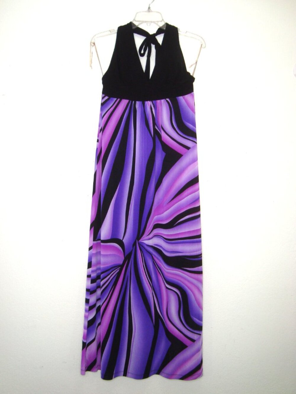 Kiwi Purple Black Halter Maxi Dress